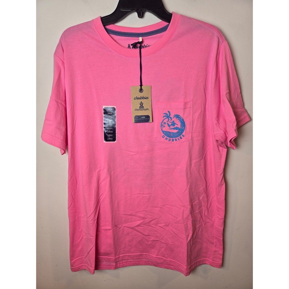 Chubbies‎ The Surfer Pocket Graphic T Shirt Pink Men's Size Large